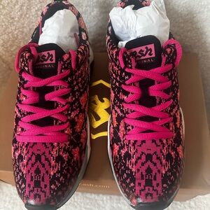 NIB/NWT. Size 39M Ash Women's Knit Fuchsia Hot Pink, Black, Orange, Sneakers